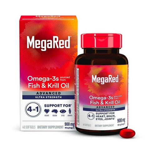 Schiff, Advanced 4 In 1 Omega-3 Fish Oil + Krill Oil Extra Strength, 900 Mg, 40 Softgels Schiff