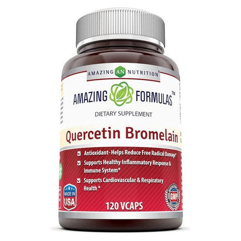 Amazing Nutrition, Amazing Formulas Quercetin with Bromlain, 500 mg, 120 Veg Caps Amazing Nutrition