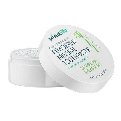 Primal Life Organics, Powdered Mineral Toothpaste With Nano-Hydroxyapatite Sparkling Spearmint, 1 Oz Primal Life Organics