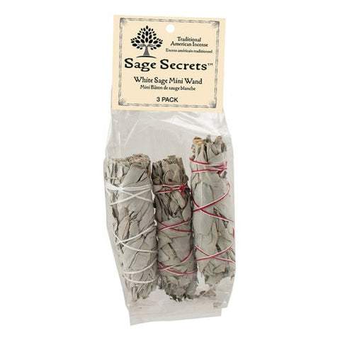 Sage Secrets, White Sage Smudge Wand Mini, 3 Inch, 3 Inch 3 Count Sage Secrets