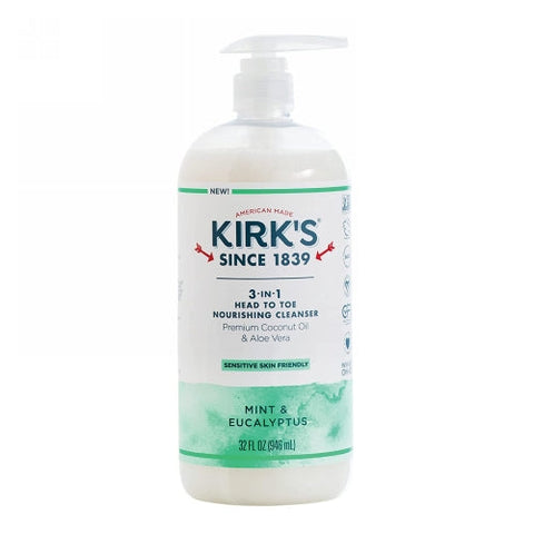 Kirk's Natural Products, 3-In-1 Head to Toe Nourishing Cleanser Mint & Eucalyptus, 32 Oz Kirk's Natural Products