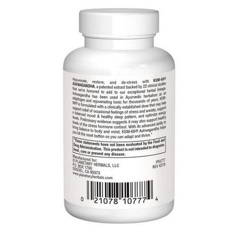 Planetary Herbals, Ksm-66 Ashwagandha Root Extract, 300 mg, 60 Veg Caps Planetary Herbals