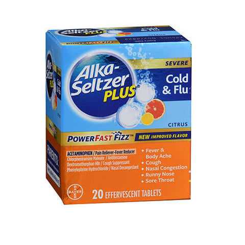 Bayer, Alka-Seltzer Plus Severe Cold  & Flu PowerFast Fizz Effervescent Tablets Citrus, 20 Tabs Alka-Seltzer