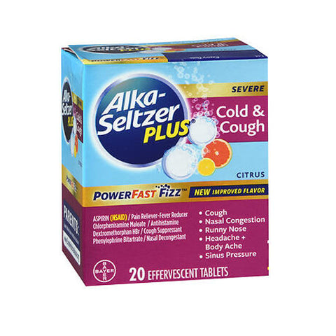Bayer, Alka-Seltzer Plus Severe Cold & Cough PowerFast Fizz Effervescent Tablets Citrus, 20 Tabs Alka-Seltzer