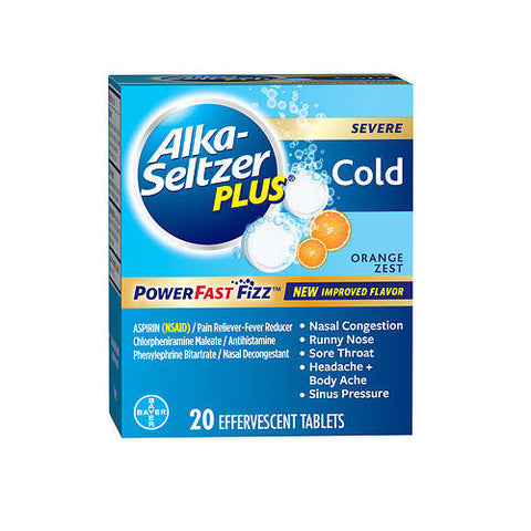 Bayer, Alka-Seltzer Plus Severe Cold PowerFast Fizz Effervescent Tablets Orange Zest, 20 Tabs Alka-Seltzer