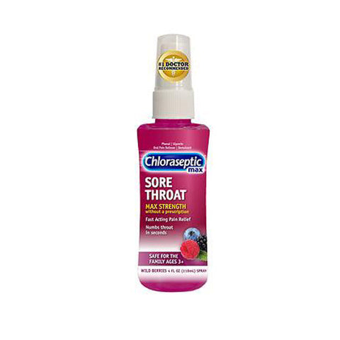 Chloraseptic, Max Sore Throat Spray Wild Berries, 4 Oz Chloraseptic