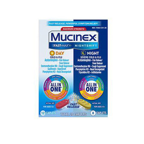 Mucinex, Fast-Max Day Time Severe Cold & Night Time Cold & Flu, 20 Caps Mucinex