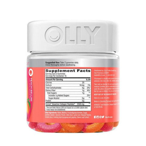 Olly, Collagen Gummy Rings Peach Bellini, 30 Gummies Olly