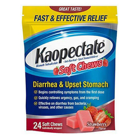 Kaopectate, Diarrhea and Upset Stomach Soft Chews Strawberry, 24 Chews Kaopectate