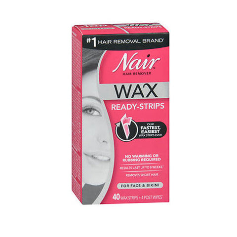 Nair, Hair Remover Wax Ready-Strips For Face & Bikini, 40 Oz Nair