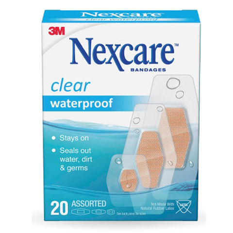 3M, Nexcare Waterproof Adhesive Strip Assorted Sizes, Box Of 20 3M