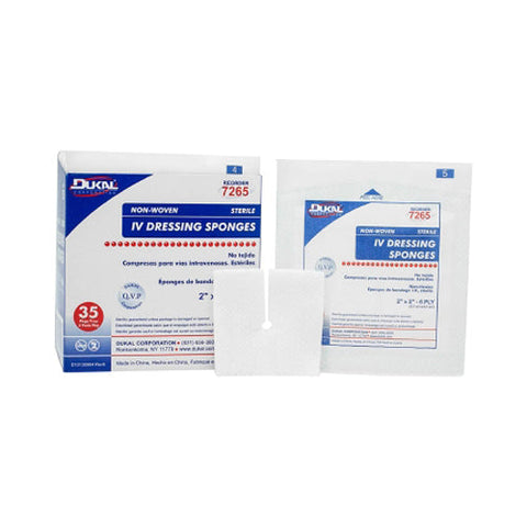 Dukal, Sterile I.V. / Drain Split Dressing 2 x 2 Inch, Box Of 35 Dukal