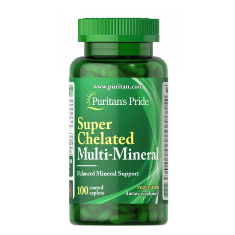Puritan's Pride, Super Chelated Multi-Mineral with Zinc, 100 Coated Caplets Puritan's Pride