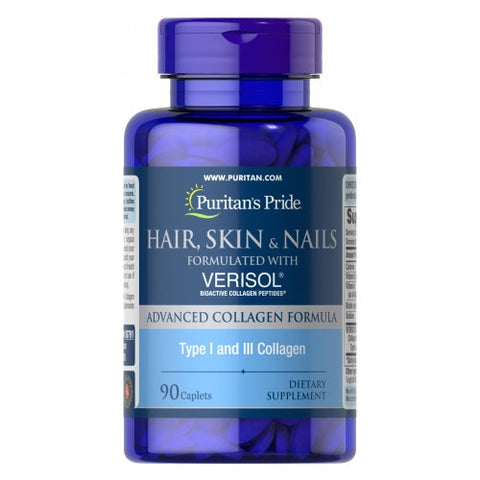 Puritan's Pride, Hair, Skin and Nails formulated with Verisol, 90 Caplets Puritan's Pride