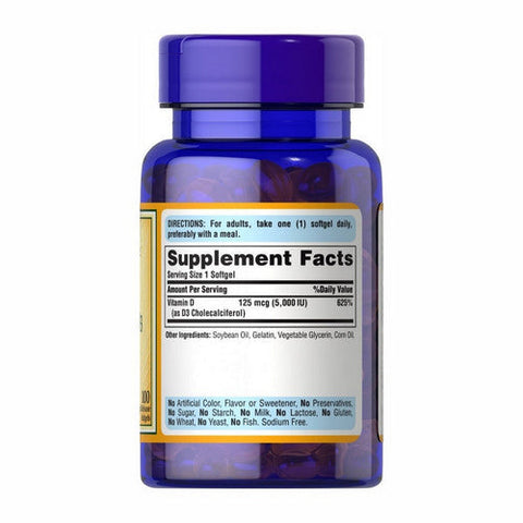 Puritan's Pride, Vitamin D3, 125 Mcg, 100 Softgels Puritan's Pride