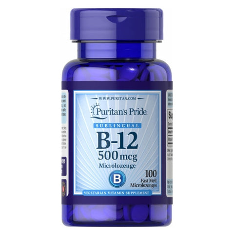 Puritan's Pride, Vitamin B-12 500 mcg Sublingual, 100 Microlozenges Puritan's Pride