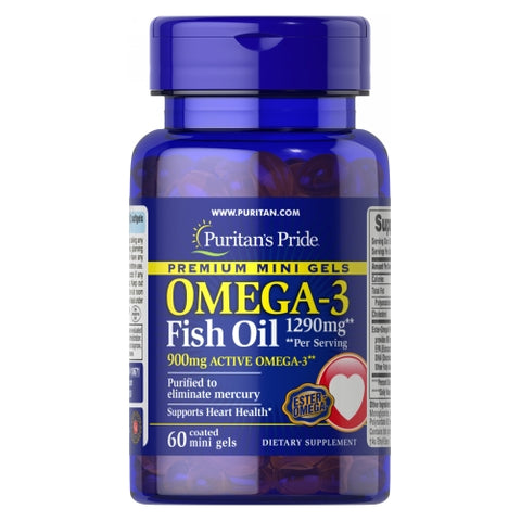 Omega-3 Fish Oil 60 Mini Coated Softgels by Puritan's Pride