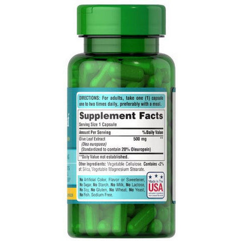 Puritan's Pride, Olive Leaf Extract, 500 mg, 60 Capsules Puritan's Pride