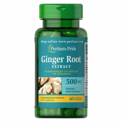 Puritan's Pride, Ginger Root Standardized Extract, 500 mg, 60 Capsules Puritan's Pride
