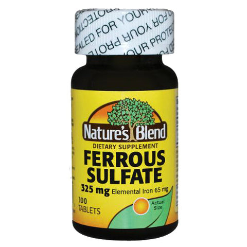 Nature's Blend, Ferrous Sulfate Elemental Iron, 65 mg, 100 Tabs Nature's Blend
