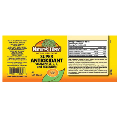 Nature's Blend, Antioxidant With Vitamins A/C/E & Selenium, 60 Softgels Nature's Blend
