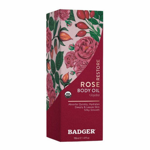 Badger Balm, Damascus Rose Body Oil, 113 Grams Badger Balm