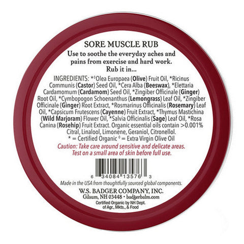Badger Balm, Sore Muscle Rub Tin, 2 Oz Badger Balm