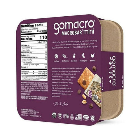 Gomacro, Organic Gluten Free Macro Mini Bars Peanut Butter Chocolate Chip, 8 Count Gomacro