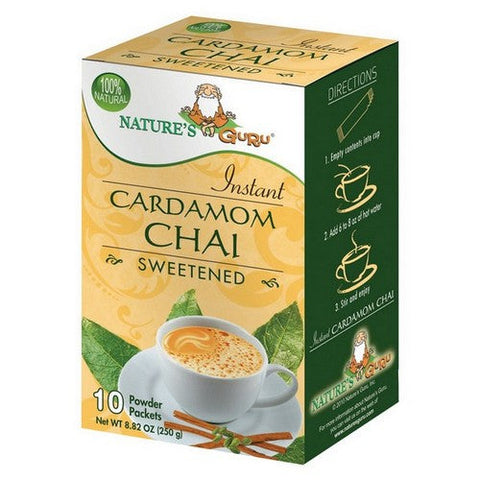 Natureâ€™s Guru, Cardamom Chai Sweetened Instant Chai, 10 Count Nature’s Guru