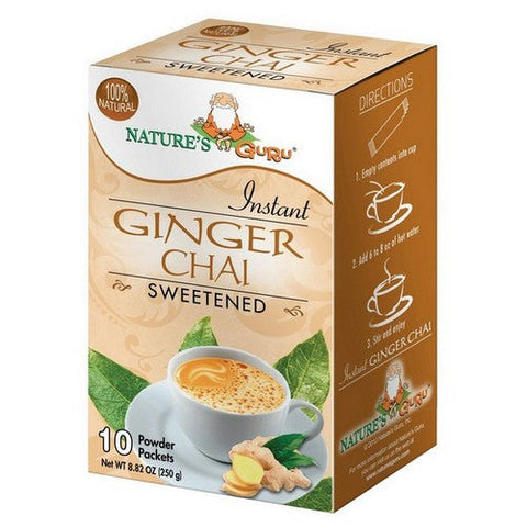 Natureâ€™s Guru, Ginger Chai Sweetened Instant Chai, 10 Count Nature’s Guru