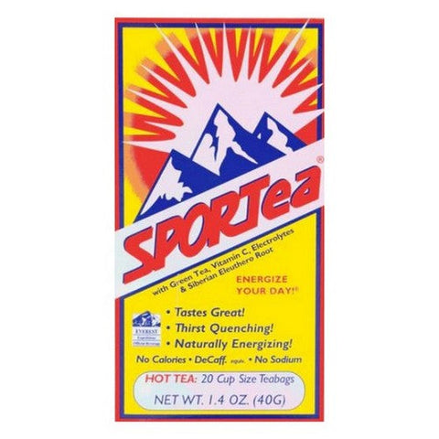 Sportea, Hot Tea 20 Cup Size Teabags With Green Tea Vitamin C Electrolytes  And Siberian Eleuthero Root, 1.4 Oz Sportea