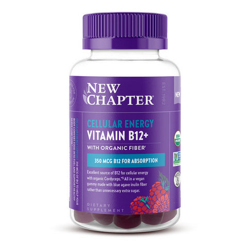 New Chapter, Cellular Energy Vitamin B12 Plus With Organic Fiber Raspberry, 60 Gummies New Chapter