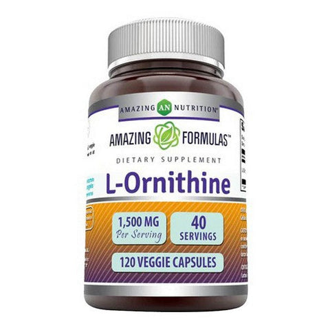 Amazing Nutrition, Amazing Formulas L-Ornithine, 1500 mg, 120 Caps Amazing Nutrition