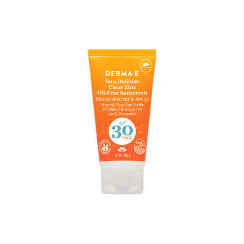 Derma e, Sun Defense Clear Zinc Sunscreen SPF30 Face, 2 Oz Derma e