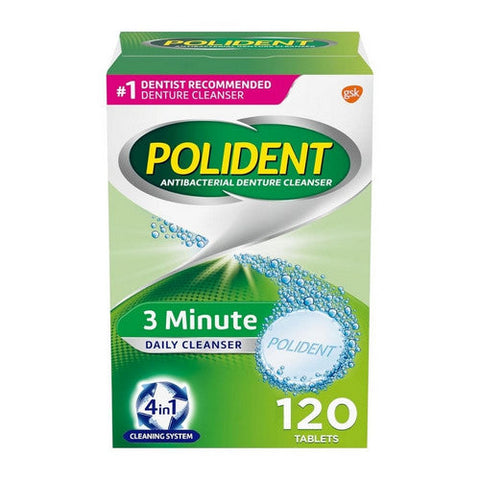 Polident, 3 Minute Daily Cleanser, 120 Tabs Polident