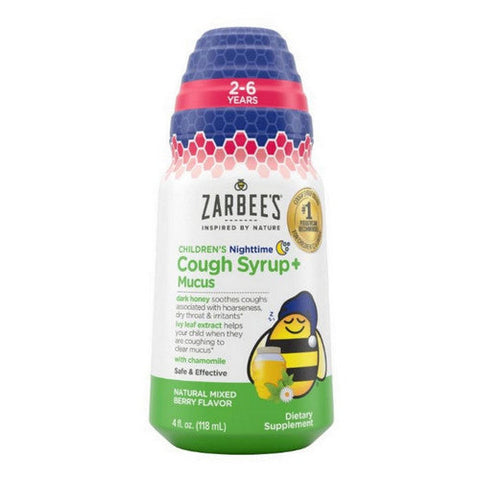 Zarbees, Children'S Cough Syrup + Mucus Nighttime Natural Mixed Berry, 4 Oz Zarbees
