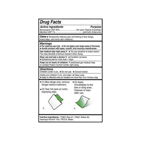 Sting-Kill, Pain And Itch Relief Disposable Saturated Wipes, 8 Count Sting-Kill