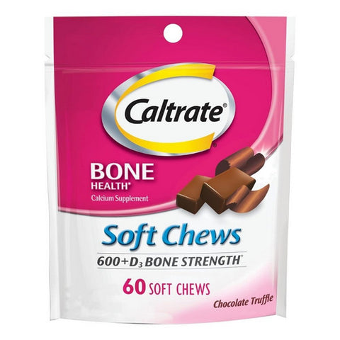 Caltrate, Soft Chews 600  Plus D3 Bone Strength Chocolate Truffle, 60 Each Caltrate