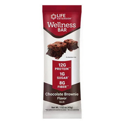 Life Extension, Wellness Bar Chocolate Brownie Flavor, 6 Bars (1.52 Oz Each) Life Extension