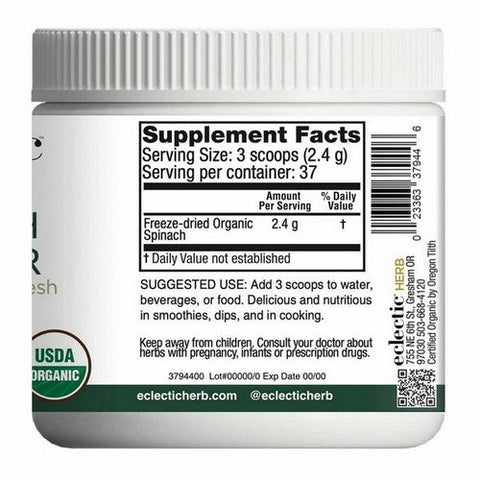 Eclectic Herb, Spinach Powder Freeze Dried Fresh, 3.2 Oz Eclectic Herb