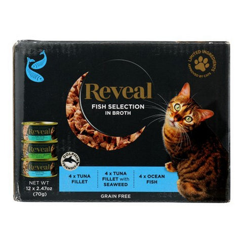 Reveal, Fish In Broth Can Variety Pack Cat Food, 12 Count (Case Of 4) Reveal
