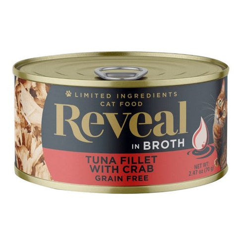 Reveal, Tuna Fillet With Crab In Broth Can Cat Food, 2.47 Oz (Case Of 24) Reveal