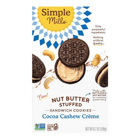 Simple Mills, Cocoa Cashew Creme Sandwich Cookies, 6.7 Oz (Case Of 8) Simple Mills