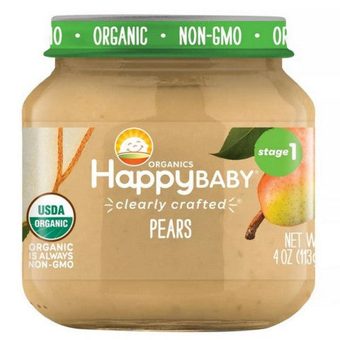 Happy Baby Food, Clearly Crafted Pears Baby Food, 4 Oz(Case Of 6) Happy Baby Food