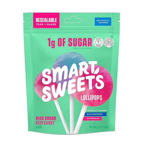 Smartsweets, Lollipops Watermelon And Blue Raspberry, 3 Oz(Case Of 10) Smartsweets