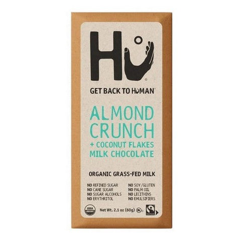 Hu, Almond Crunch Plus Coconut Flakes Milk Chocolate Bar, 2.1 Oz(Case Of 6) Hu