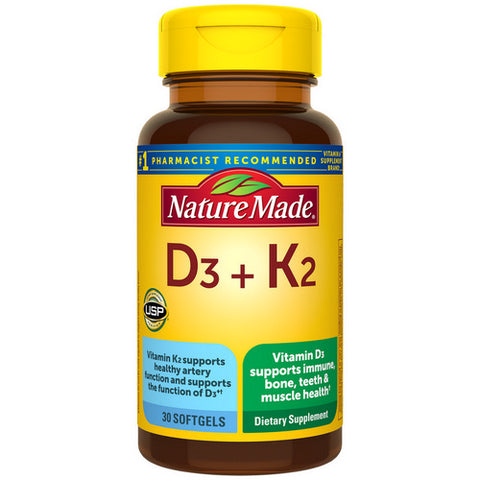 Nature Made, Vitamin D3 + K2, 30 Softgels Nature Made