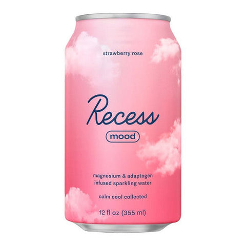 Recess, Peach Strawberry Rose Mood Sparkling Water, 12 Oz (Case Of 12) Recess