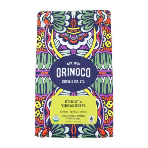Orinoco Coffee Tea, Ethiopia Yirgacheffe Whole Bean Coffee, 12 Oz(Case Of 6) Orinoco Coffee Tea