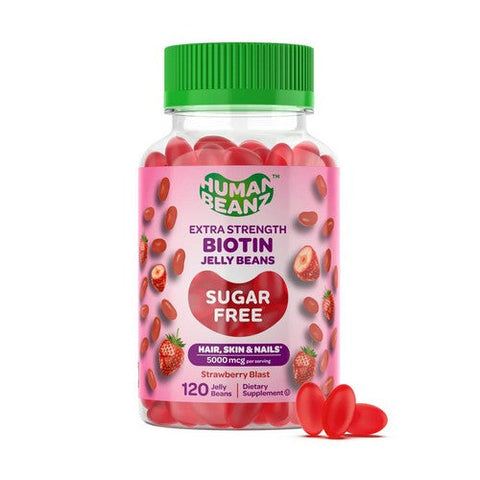 Human Beanz, Biotin Sugar Free Hair Skin And Nails Strawberry Blast, 120 Count Human Beanz
